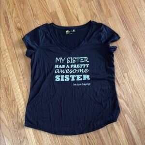 Black Short Sleeve Tee with Awesome Sister Print